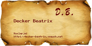 Decker Beatrix névjegykártya